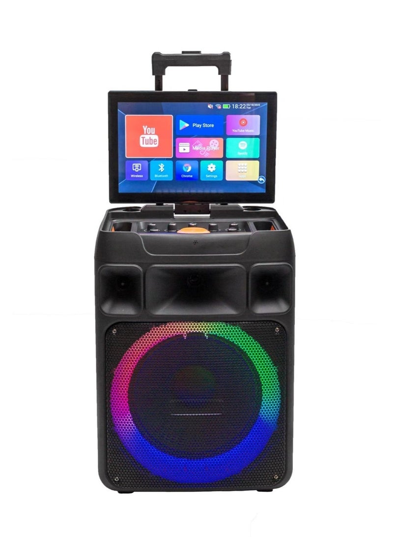 Raymos SA-1207 12-Inch Karaoke Speaker – Portable Super Bass | Dual Wireless Microphones | Bluetooth | USB & SD | FM Radio | Rechargeable Battery | Big Power Sound System - Image 1